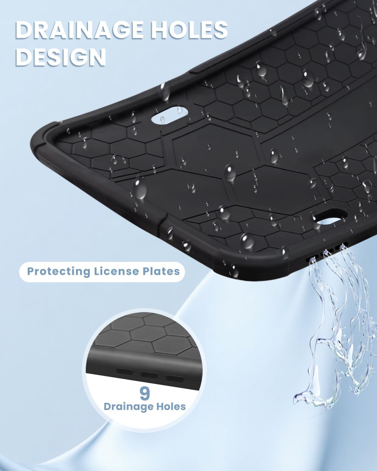 2 Pack Silicone License Plate Frames Black, Car Plate Frame Holder, Universal US Front & Rear Truck Frame Protector Mounting Kit Accessories, Rust Proof, Rattle Proof, Weather Proof (Black) - Image 5