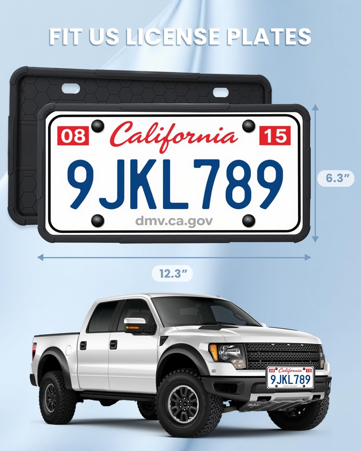 2 Pack Silicone License Plate Frames Black, Car Plate Frame Holder, Universal US Front & Rear Truck Frame Protector Mounting Kit Accessories, Rust Proof, Rattle Proof, Weather Proof (Black) - Image 7