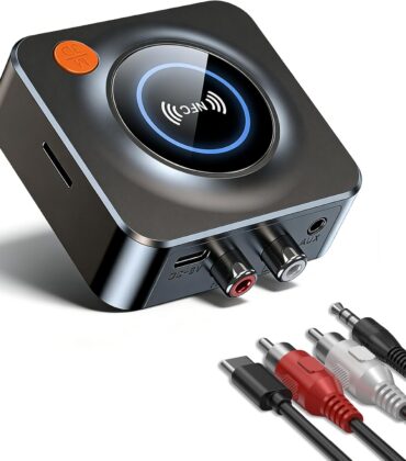Bluetooth Receiver for Home Stereo, AUX RCA to Bluetooth Adapter for Old Speakers, NFC Wireless Audio Receiver for Music Streaming Sound System, KAIY Convert Wired Speakers to Wireless
